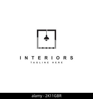 interior logo design. symbol of lamp vector template Stock Vector