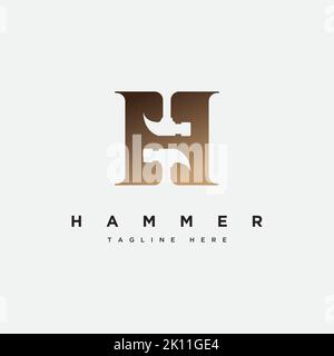 Letter H with hammer symbol logo design Stock Vector