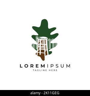 furniture logo design with leaf symbol. chair with leaf illustration Stock Vector
