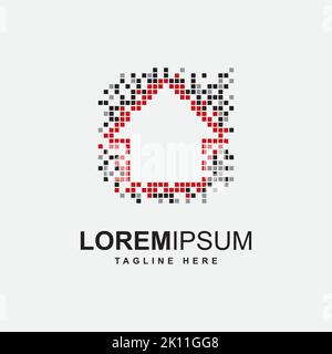 House with tile symbol logo design template. Creative house logo inspiration Stock Vector