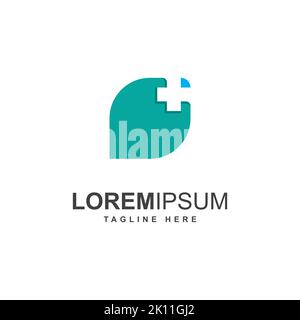 Health care medical logo inspiration. Cross with leaf symbol logo design template Stock Vector