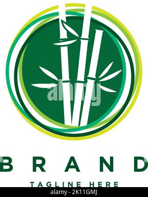 bamboo in the circle logo design vector template. Creative bamboo logo inspiration Stock Vector