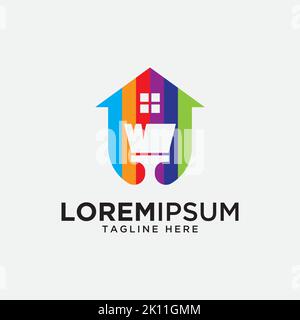 home painting logo design vector template. Painting logo inspiration Stock Vector