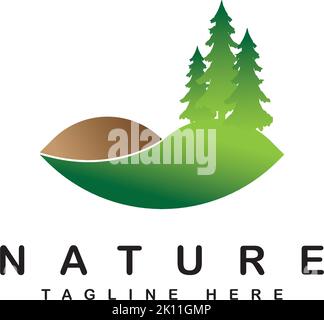 Landscape logo inspiration. nature illustration logo design template Stock Vector