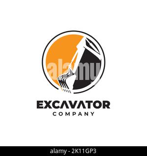 excavator icon logo design template. construction symbol for moving company Stock Vector