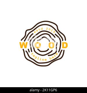 wood log logo design. circular grain texture Stock Vector