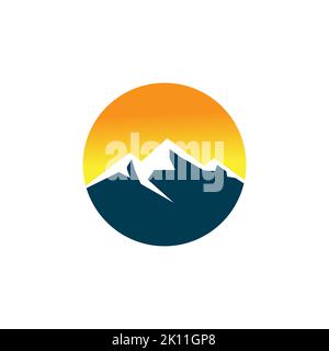 Mountain logo design template. shine sky with mountain illustration Stock Vector