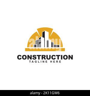 construction safety helmet logo. Construction logo design inspiration Stock Vector