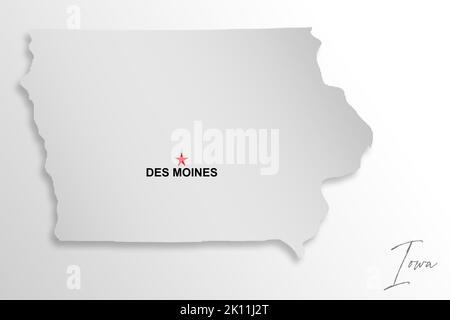 Iowa map isolated on white background, 3d rendering Stock Photo