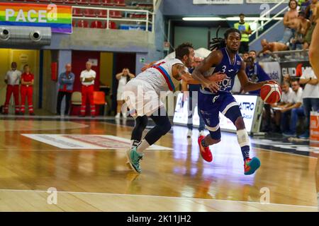 September 14, 2022:        During the Basket Maschile Supercoppa Serie A2 Italiana - NPC Rieti vs Fortitudo Bologna Stock Photo