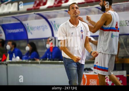 September 14, 2022:        During the Basket Maschile Supercoppa Serie A2 Italiana - NPC Rieti vs Fortitudo Bologna Stock Photo