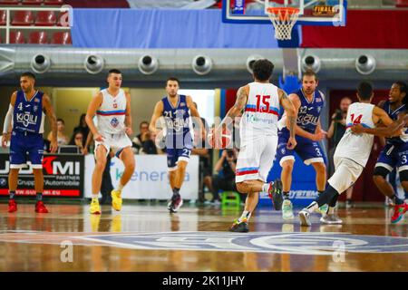 September 14, 2022:        During the Basket Maschile Supercoppa Serie A2 Italiana - NPC Rieti vs Fortitudo Bologna Stock Photo