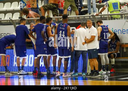 September 14, 2022:        During the Basket Maschile Supercoppa Serie A2 Italiana - NPC Rieti vs Fortitudo Bologna Stock Photo