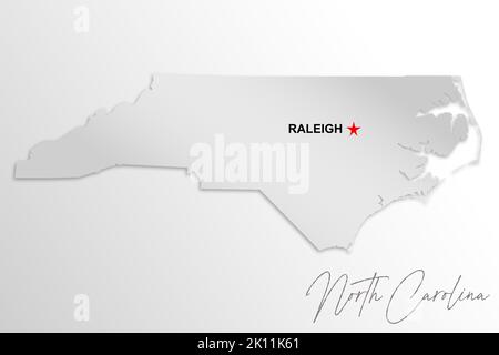 North Carolina map isolated on white background, 3d rendering Stock Photo