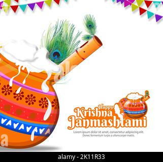 Beautiful illustration of Happy Krishna Janmashtami celebration, a