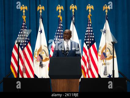 Buffalo, United States Of America . 14th Sep, 2022. Mayor Brown is seen here addressing the crowd at UB, in his remarks he talks about the Vice Presidents visit to Buffalo and what it represents. Mayor Brown even talked about the Vice President's past visit to Buffalo during the aftermath of May 14th when a shooter entered a supermarket in Buffalo, NY and killed 10 people. Buffalo, New York on. September 14, 2022------ Credit : Malik Rainey/Pool/Sipa USA Credit: Sipa USA/Alamy Live News Stock Photo