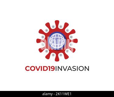 covid 19 22 virus shape invading world globe Stock Vector