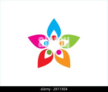 colorful pentagon stars petals flower Stock Vector
