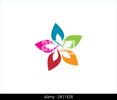 colorful pentagon stars petals flower Stock Vector