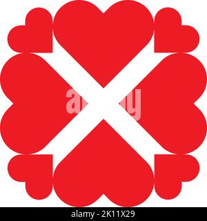 red heart shape formed a cross plus symbol Stock Vector