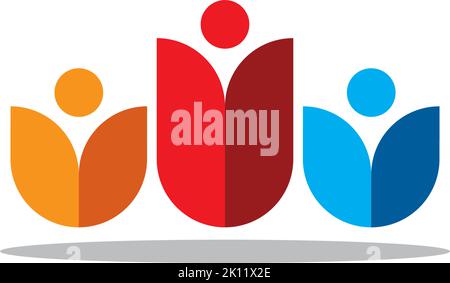 colorful simple tulips flower as human figures Stock Vector