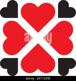 red heart shape formed a cross plus symbol Stock Vector