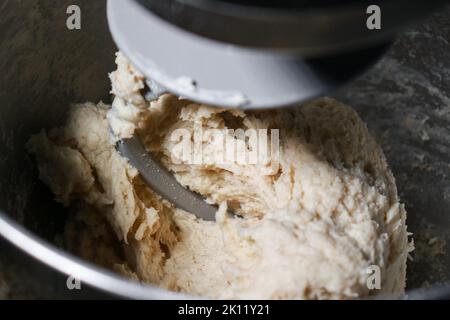 close up of making dough in the kneader  Stock Photo
