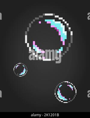 8 bit pixel soap bubble. game asset object in vector illustration. Stock Vector