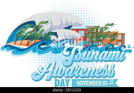 World Tsunami Awareness Day Logo Design illustration Stock Vector