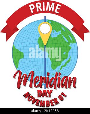 Prime Meridian Day Logo Concept illustration Stock Vector