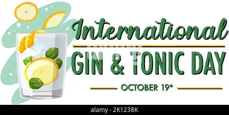 International Gin and Tonic Day Banner illustration Stock Vector