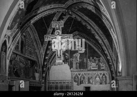 Assisi, a journey through history and religion. Black and white Stock Photo