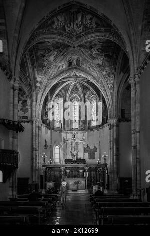 Assisi, a journey through history and religion. Black and white Stock Photo