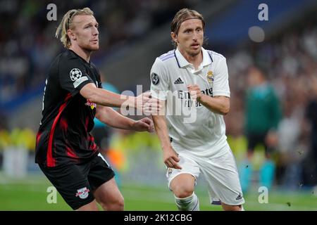 Emil Forsberg of RB Leipzig and Luka Modric of Real Madrid during the ...