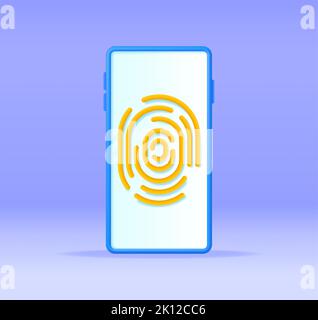 3D Fingerprint on Mobile Phone Isolated Stock Vector