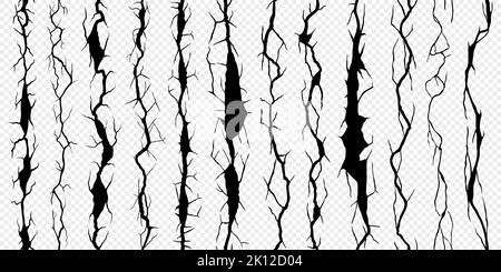 Seamless broken wall crack, cleft and crackles. Vector earthquake ...