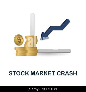 Stock Market Crash icon. 3d illustration from economic crisis collection. Creative Stock Market Crash 3d icon for web design, templates, infographics Stock Vector