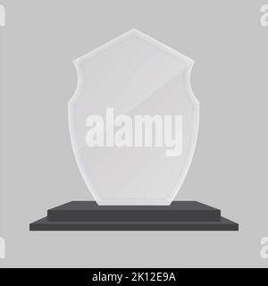 Glass Trophy Mockup Award. Vector Crystal 3D Mockup Stock Photo