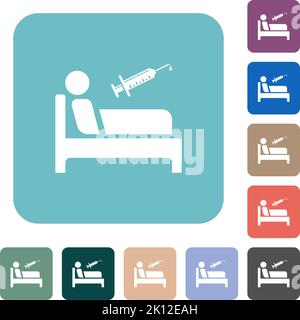 Vaccination ward flat white icons on round color backgrounds Stock ...