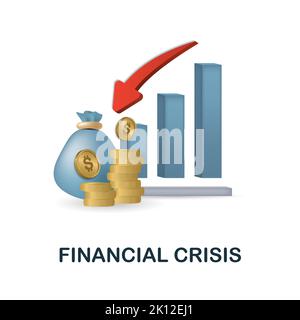 Financial Crisis icon. 3d illustration from economic crisis collection. Creative Financial Crisis 3d icon for web design, templates, infographics and Stock Vector