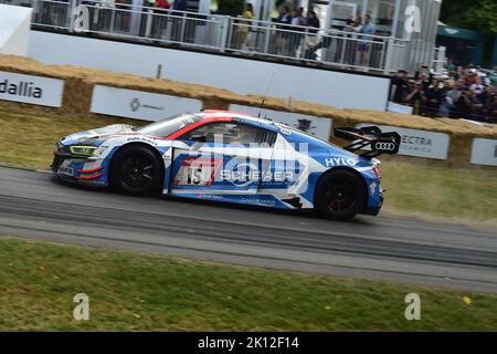 Audi R8 GT racing super car action fast drive on asphalt race track ...