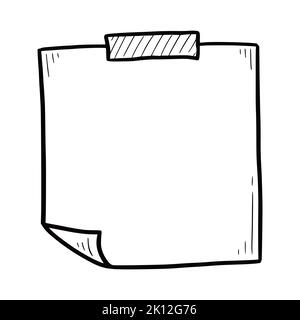 Hand drawn paper sticker, photo frame, picture border. Doodle sketch style. Frame for notice. Vector illustration. Stock Vector