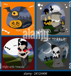 Helloween vector greeting cards for halloween greetings Stock Vector