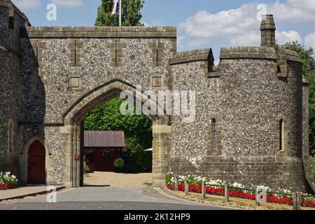 Entrance to the castle at Arundel in West Sussex, England Stock Photo