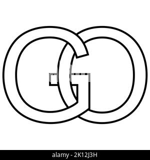 Logo sign go og icon nft interlaced letters g o Stock Vector