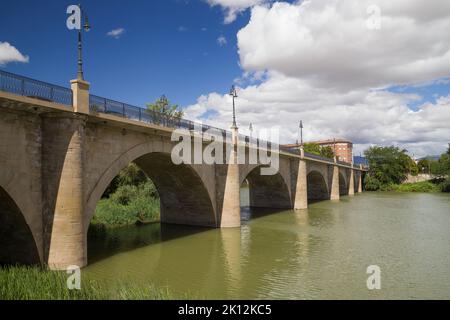 The Stone Bridge of Logrono, Spain. Stock Photo