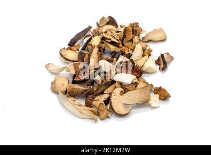 dried mushrooms isolated on white background Stock Photo