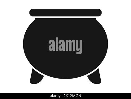 Cauldron halloween witch decoration black silhouette isolated on white background Stock Vector