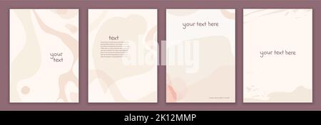 Set poster copy space.Creative pink modern template set in minimalist style with curved shapes. Backgrounds leaflet brochure covers or web pages.Cover Stock Vector