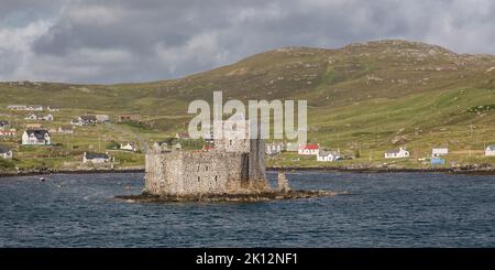Ancient Kisimul Castle on a Islet, Castlebay Harbour, Barra, Isle of Barra, Hebrides, Outer Hebrides, Western Isles, Scotland, United Kingdom Stock Photo